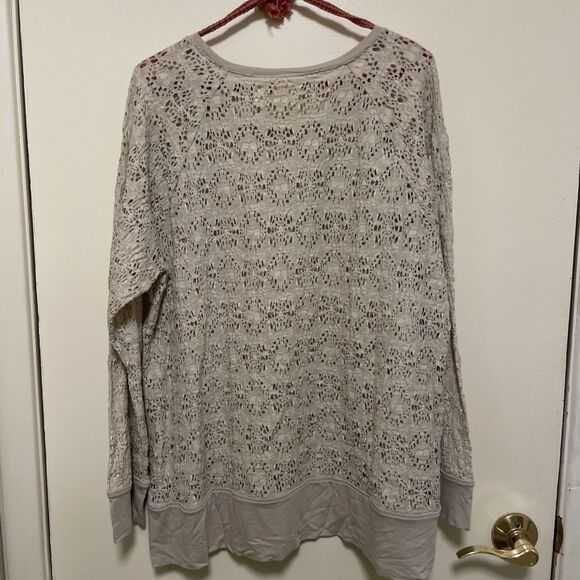 Chico’s Womens Beige Noel Novelty Texture Tunic Top w/ Knit Trim Size 2 Large - Picture 6 of 6